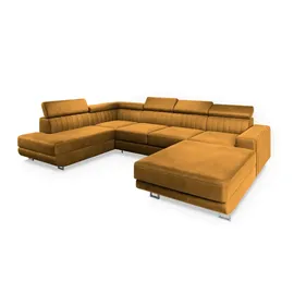 masseno Wohnlandschaft Velours 3-Sitzer Gelb