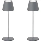 meineWunschleuchte 2er SET Outdoor Akku Tischlampen Grau ohne Kabel Mit RGB Höhe 38cm