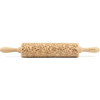 Folkroll "3D-Motiv-Teigrolle", braun, L:43cm, Massivholz, Teigroller, Spring Hearts