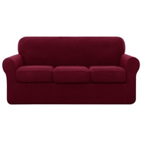 Sofahusse 2/3 Sitzer Spandex Stretch Sofabezug mit separaten Sofakissenbezügen, SUBRTEX, mit leichtem Struktur-Effekt rot