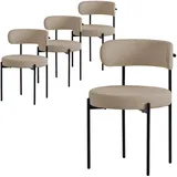 ML-Design Esszimmerstühle 4Er Set Küchenstuhl aus Teddystoff Braun