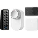 SwitchBot Smart-Lock-System Ultra Bundle weiß, Keypad Touch, Hub Mini - Geldbörsen Finder Elektronisches Türschloss, Weiß