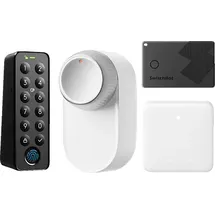 SwitchBot Smart-Lock-System Ultra Bundle weiß, Keypad Touch, Hub Mini - Geldbörsen Finder Elektronisches Türschloss, Weiß