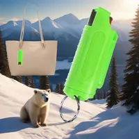 Mini Pfefferspray Schlüsselanhänger zur Tierabwehr Tragbar Pepper Spray Einfach zu Verwenden Pfefferspray Selbstverteidigung Schlüsselanhänger für Frauen, Männer (Grün) - T3Y-A1-02-1