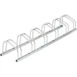 Relaxdays Fahrradständer für 6 Fahrräder, bis 50 mm Reifenbreite, Metall, Garage, Fahrrad-Aufstellständer, silber