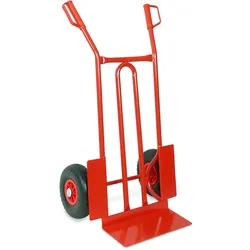 Stahl-Sackkarre mit pannensicheren Rädern, BxTxH  570x500x1070 mm, Tragkraft 200 kg, rot