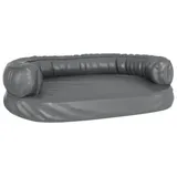 vidaXL Hundebett Ergonomisch Schaumstoff Grau 75x53 cm Kunstleder