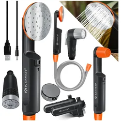 KESSER® Campingdusche mit Akku Tauchpumpe Handbrause 2x 2200mAh-Lithium-Akku, USB-Ladekabel , für Camping Garten - Auto - Outdoor , Hundedusche , Autoreinigung , Inkl. Tragetasche, 12V Pumpe