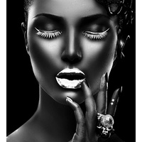 Leonique Acrylglasbild »Gesicht«, von Hand eingearbeitete Blattgold Applikationen, weiß