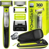 Philips OneBlade QP2734/20 Rasierer 360° Klinge Grün für Bart und Körper mit Etui - Grün