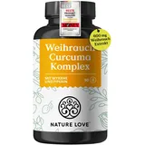 NATURE LOVE® Weihrauch Kurkuma Kapseln - 90 Stück - 600mg Weihrauch Extrakt davon 360mg Boswellia mit Myrrhe Vitamin C - hochdosiert & vegan - laborgeprüft und hoch bioverfügbar