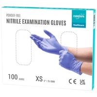 EUROPAPA Nitril-Handschuhe Medical Einmalhandschuhe Untersuchungshandschuhe (100 Stück, puderfrei ohne Latex, Gummihandschuhe) unsteril latexfrei disposible gloves lila XS