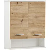 Schildmeyer Hängeschrank Palermo, Holzwerkstoff, Mattweiß/Artisan Eiche Dekor, 59,8 x 20,5 x 70,8 cm, (B/T/H)