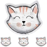 Relaxdays Lot 4 poches de Enfants Kühlpads Kinder, 4er Set, Kalt Warm Kompresse, Katze, H x B: 10 x 11 cm, Kühlkissen Gel, Kühlpack, transparent, 70, 30% Kunststoff