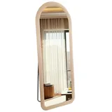 SensaHome gepolsterter Standspiegel Oval – Ganzkörperspiegel Wildledersamt – 60 x 160 – Taupe