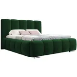 Mirjan24 Polsterbett Wizko, Doppelbett mit Bettkasten, Ehebett, Leistenlattenrost aus Holz (Farbe: Kronos 19, Größe: 140x200 cm) - Grün