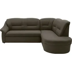 Ecksofa DOMO COLLECTION "Faenza L-Form", grau (grau, braun), B:232cm H:88cm T:176cm, 100% Polyester, Sofas, DOMO collection Ecksofa, mit Ottomane, wahlweise mit Bettfunktion