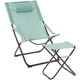 Svita Liegestuhl mit Hocker klappbar Strandstuhl Campingstuhl Kopfkissen Blau