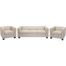 MCW 3-1-1 Couchgarnitur Lille ~ Leder, creme