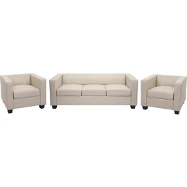 MCW 3-1-1 Couchgarnitur Lille ~ Leder, creme