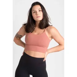 Crop-Top Sport-BH Fitness Varsity - Damen - Lachsrosa S