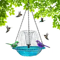 Hängende Vogeltränke Springbrunnen Solarbetrieben Solar Springbrunnen Vogelfutterspender Vögel Wasserbrunnen Bad Wasserstation für Kolibri Outdoor Terrasse Balkon Außen Garten Rasen Hof Deko