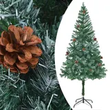 vidaXL Künstlicher Weihnachtsbaum mit Beleuchtung Kugeln Zapfen 180 cm