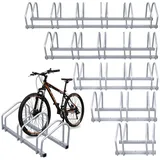 Clanmacy Fahrradständer 2/3/4/5/6-fach Fahrradständer, Mehrfachständer 35-55mm Reifenbreite silberfarben