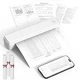 KNAON Tragbarer Thermodrucker, Bluetooth-Drucker, kabellos, für Reisen, Zuhause, Büro und Schule, Weiß