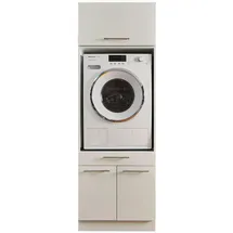 laundreezy Waschmaschinenschrank mit Schrankaufsatz, Weiß - Waschmaschinen-Überbauschrank TÜV-Zertifiziert mit viel Stauraum - 67,5 x 200 x 67,5 cm (B/H/T)