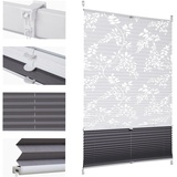 Sekey Plissee Doppelplissee Day+Night Verdunkelung ohne Bohren verspannt Lichtschutz Klemmfix Lichtdurchlässig Ausbrenner-Muster 60x100cm Druck & Grau