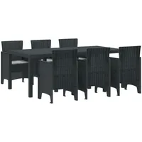 vidaXL Garten Esszimmer Set mit Kissen Anthrazit Polt Rattan - Grau