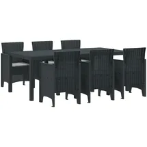 vidaXL Garten Esszimmer Set mit Kissen Anthrazit Polt Rattan - Grau