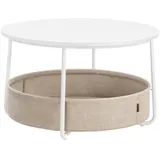 VASAGLE Couchtisch mit Stauraum 75 cm x 75 cm x 45 cm Weiß-Braun