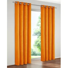 Wirth Vorhang Holmsund 288g/qm (1 St), Ösen, blickdicht, Chenille goldfarben|orange 172 cm x 160 cm