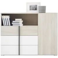 Deine Möbel 24 Kinderkommode, Eiche, Weiß, Anthrazit, Holzwerkstoff, 120x90x43