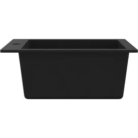 vidaXL Granitspüle Braelynn links Einbauspüle schwarz Handbetätigung 425 x 500 mm