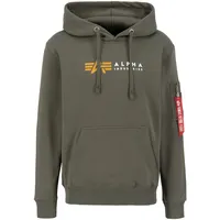 Alpha Industries Alpha Label Hoody Kapuzensweat für Herren Dark Olive