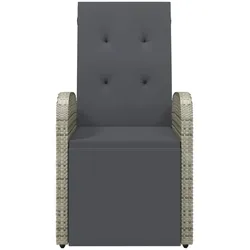 vidaXL Garten-Liegestuhl mit Auflage Poly Rattan Grau