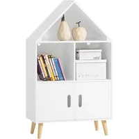 SoBuy Kinderregal mit Haus-Design Bücherregal für Kinder Weiß KMB58-W