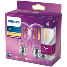 Philips LED Classic E27 4.3W 470lm, klar, Warmweiß