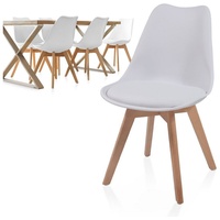 MIADOMODO Esszimmerstuhl Esszimmerstühle 2/4/6/8er Set - aus Kunststoff & Massivholz, Farbwahl (6 St) weiß