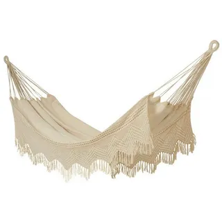 hoplo holzenplotz Single Hängematte Natur mit Borte aus 100% Baumwolle Tuchhängematte