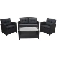 Décoshop26 - Gartenmöbelset aus Polyrattan für Terrasse oder Balkon Sofa Sessel Kissen und Couchtisch Anthrazit 04_0005632