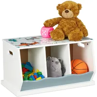 Relaxdays Kinderregal mit Hundemotiv, 3 Fächer, HxBxT: 32,5 x 60 x 36 cm, Mädchen & Jungen, MDF, Bücherregal, bunt