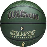 Wilson Basketball, NBA Player Icon Outdoor, Giannis Antetokounmpo, Milwauke Bucks, Outdoor und Indoor, Größe: 7, Grün/Beige