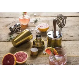 Barcraft Cocktail Set 6-teiliges Barkeeper Set mit Shaker und Sieb 12 x 17 x 22 cm Gold Messing und Holz