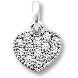 Ketten-Anhänger ONE ELEMENT "Zirkonia Herz Herz Anhänger aus 333 Weißgold", silber, Schmuckanhänger, Damen, Weißgold 333, Damen Gold Schmuck Herz