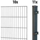 garden 'n' more Einstabmattenzaun Standard, (21-St), 10 Elemente für 20 m, LxH: 200 x 150 cm, mit 11 Pfosten schwarz