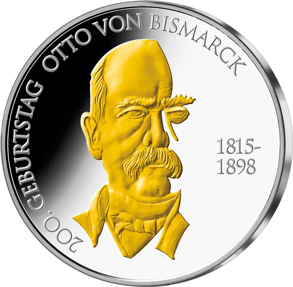 Die teilvergoldete 10-Euro-Gedenkausgabe „Otto von Bismarck“ von 2015!